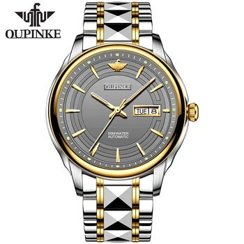 OUPINKE Лучшие мужские часы из вольфрамовой стали Автоматические Механические Водонепроницаемые Часы для мужчин Спортивные часы Мужские Relojes Hombre