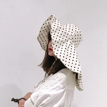 WZCX Dot Корейская версия Солнцезащитная пляжная шляпа с большими полями, весенне-летняя женская рыбацкая шляпа, кепка для бассейна