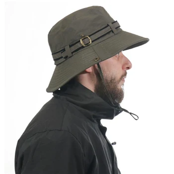 Мужская Рыбацкая шляпа с широкими полями 8 см, летняя дышащая кепка-ведро, Защита от ультрафиолета, Водонепроницаемая Панама для пеших прогулок и рыбалки