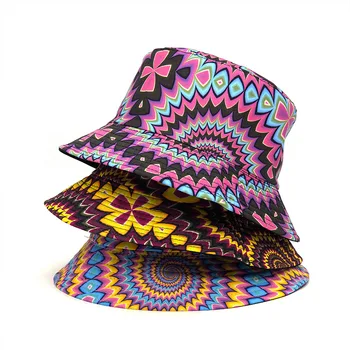 Модная женская кепка с двусторонним принтом в стиле Бохо на открытом воздухе, Женская мужская Солнцезащитная кепка, шляпы, унисекс, Рыбацкая кепка, кепка