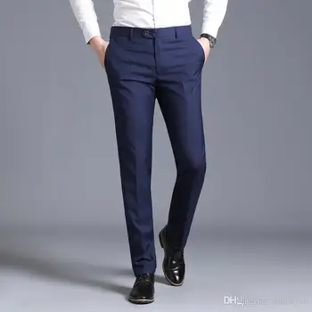 Мужской приталенный костюм, раздельные брюки, официальная свадебная деловая мода, прямые мужские брюки, светло-серые тонкие офисные брюки