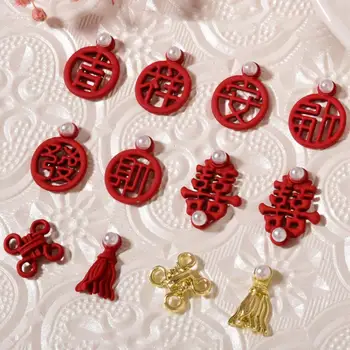 2шт Красивый красный китайский узелок для украшения ногтей Прочный, легко снимается