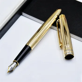 MB Ag925 Чернильные Ручки Luxury 163 Fountain Rollerball Шариковая Ручка Для Письма Цвета: Золотистый, Серебристый Канцелярские Принадлежности С Серийным Номером