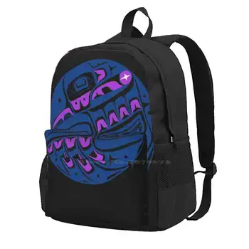 Ворон крадет солнце, бирюзовый и фиолетовый Подростковый рюкзак для студентов колледжа, дорожные сумки для ноутбука, история создания Бирюзовый Тлинкит