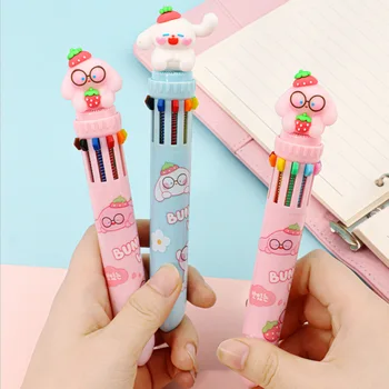36 шт./лот Шариковая ручка Creative Rabbit 10 цветов, шариковые ручки Cute Press 0,7 мм, канцелярские школьные принадлежности для письма