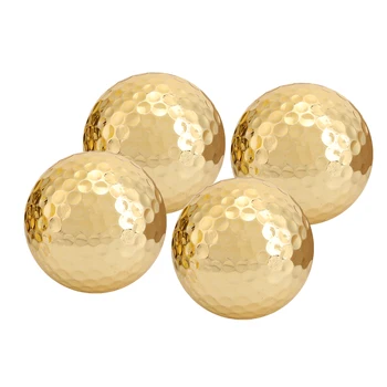 4шт Двухслойный шар Портативный Высококачественный двухслойный шар с золотым покрытием