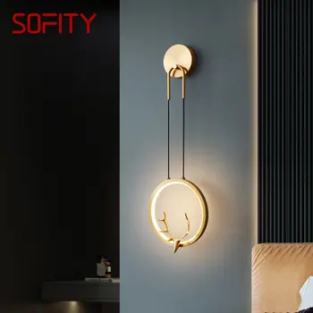 Современный Медный настенный светильник ANITA LED, 3 цвета, Латунное Золотое бра, креативный декор в виде оленьих рогов для дома, гостиной, спальни