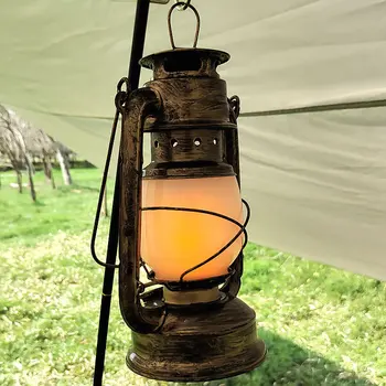 Старинные Металлические Подвесные фонари Со Съемной батареей, теплый Свет, светодиодный походный фонарь, перезаряжаемый Легкий фонарь для палатки на открытом воздухе