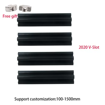 4шт 2020 V-Образный Алюминиевый Профиль Черного Европейского Стандарта Экструзионная Рама 100 мм-1200 мм Анодированный Линейный Для Деталей 3D-принтера С ЧПУ