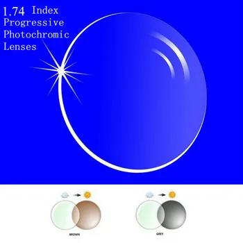 Рецептурные Прогрессивные Фотохромные линзы с индексом 1.74 Супертонкие Многофокусные Линзы Свободной Формы Transit Grey Brwon Lenses