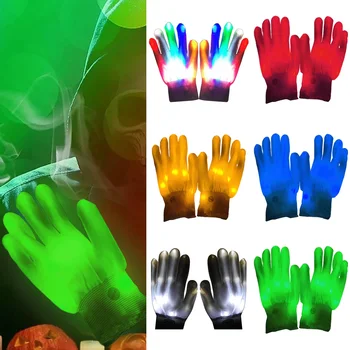 Светодиодные перчатки Неоновые Guantes Светящийся реквизит для вечеринки в честь Хэллоуина Светящиеся Мигающие перчатки с черепом Сценический костюм Рождественские Перчатки