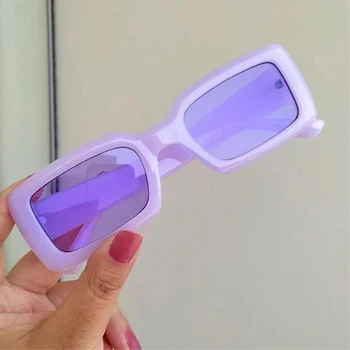 Стильные Фиолетовые Прямоугольные Солнцезащитные очки для мужчин И женщин Роскошного бренда, Дизайнерские Винтажные Квадратные Солнцезащитные Очки Ярких Оттенков Oculos