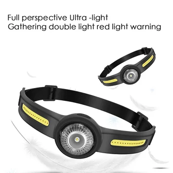 Светодиодный головной фонарь, COB прожектор со встроенным аккумулятором, налобный фонарь для улицы, легкий, супер яркий, перезаряжаемый через USB светодиодный налобный фонарь