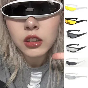 Футуристические солнцезащитные очки Мужские солнцезащитные очки ослепительного цвета с лазерным космическим роботом серебристые очки Велосипедные очки Солнцезащитные очки для женщин