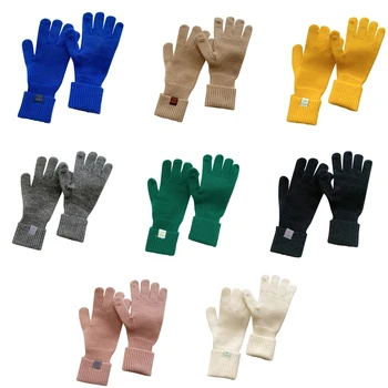 Зимние велосипедные перчатки с сенсорным экраном, перчатки с сенсорным экраном, Вязаные перчатки с эластичными манжетами для мужчин и женщин, Зимние Теплые перчатки для вязания крючком Y1UA