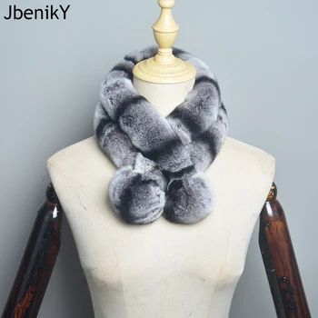 Женский зимний теплый шарф из натурального меха кролика Рекс, цвет шиншиллы, женский меховой шарф, обертывания в подарок