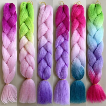 Jumbo Braid Hair 24-Дюймовая Коробка Для Наращивания Поддельных Синтетических Волос Pink Twist Плетение Канекалоновых Волос Для Косичек Цветные Пряди Волокна