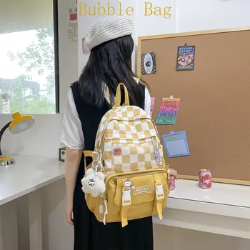Студенческий рюкзак для девочек 2023 New Checker Leisure, рюкзак для путешествий большой емкости, школьная сумка для учениц младших классов средней школы, женская сумка