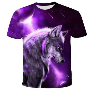 Новая модная футболка с 3D-принтом животного и волка, мужская и женская повседневная футболка с коротким рукавом