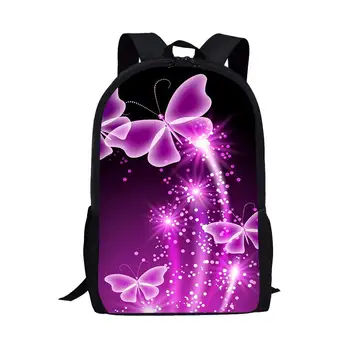 Рюкзак с фиолетовыми бабочками для девочек, женщин, студентов, школьная сумка, рюкзак для подростков, удобные сумки для книг для начальной школы