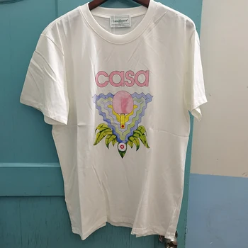 Хлопковая Касабланка 2023, Новая футболка с принтом Кролика, Высококачественная Мужская Женская футболка Оверсайз