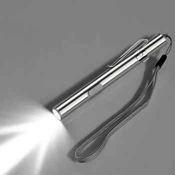 Энергосберегающая портативная профессиональная медицинская удобная ручка-фонарик, перезаряжаемый через USB, светодиодный фонарик с зажимом из нержавеющей стали