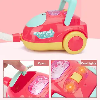Полезная игрушка для игрового дома, Детский Пылесос, Игрушка с гладкой поверхностью, Притворяющаяся, что дети Притворяются Чистящим средством со светом и пеной