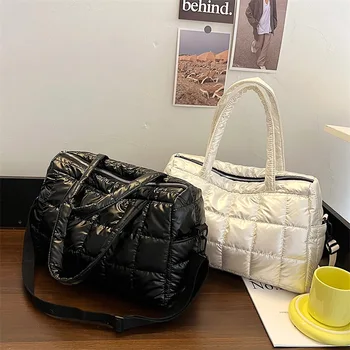 Зимние модные сумки через плечо, хлопковая космическая сумка, женская сумка на запястье, роскошные брендовые дизайнерские сумки-мессенджеры, новая тенденция, простая сумка