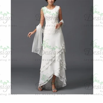 Превосходные шифоновые платья с объемным кружевом и длиной по щиколотку для матери невесты