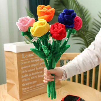 Новая ГОРЯЧАЯ РАСПРОДАЖА Плюшевых игрушек с мультяшными розами, Креативная имитация Роз, подарок на День Святого Валентина, может быть превращен в букет, подарок на День рождения
