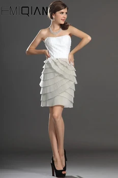 Новые поступления, Короткое платье для выпускного вечера без бретелек, прекрасный Белый топ с блестками, мятая юбка, коктейльное платье
