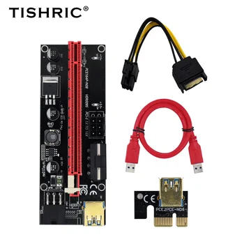 1/5ШТ TISHRIC PCI PCIE Riser 009/009s Plus Видеокарта для майнинга PCI-E 16x Riser Sata-USB Riser для Адаптера для майнинга Видеокарт