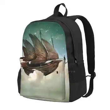 Летающий дорожный рюкзак для ноутбука, школьные сумки, Летающий корабль, Фантазия, сюрреализм, христианский