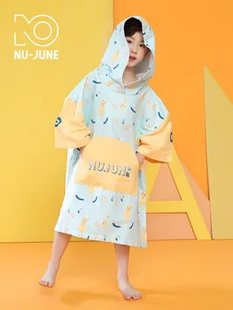 Nu-June-детская одежда, нагрудник, плащ, полотенце, сухой тонкий халат, купальный пляж, море, мужской и женский детский мультфильм