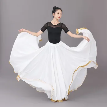 Шифоновая женская юбка для танца живота Фламенко, 13 цветов, Однотонная юбка с маятником на 720 градусов, Цыганские Длинные юбки, Длинная юбка для танцев