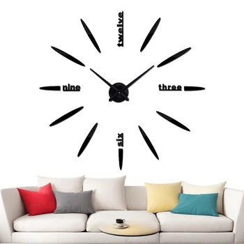 Большие настенные часы для декора гостиной, бескаркасные настенные часы 