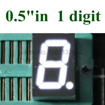 0,5-дюймовый 7-сегментный дисплей с белым дисплеем, 1-Битная Цифровая трубка, Пластиковый Металлический Общий Катод (трубка Nixie), 0,5 
