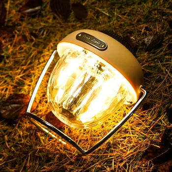 Светодиодный фонарь для кемпинга, портативное наружное освещение, винтажная лампа Type-C, перезаряжаемая через USB для пеших прогулок, Аварийное садовое крыльцо