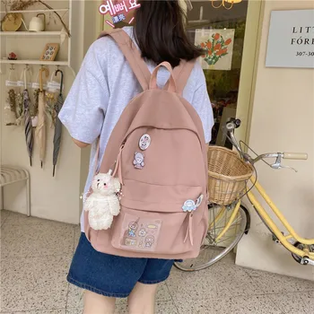 Модная школьная сумка для девочек, Милый Простой дизайн, Хлопковый женский рюкзак, Студенческий рюкзак для ноутбука, Женский дорожный рюкзак Kawaii Mochila