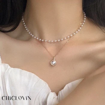 Простое жемчужное двухслойное ожерелье в стиле CHICLOVIN Ins, Аксессуары для кулонов, ювелирные изделия для женщин