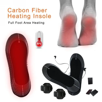 Стельки для обуви с подогревом из углеродного волокна, теплые и удобные грелки для ног, спорт на открытом воздухе, теплые термостельки с электрическим подогревом