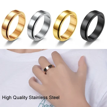 CYJ Fashion HipHop 6 мм Мужчины Женщины Пара Титановая сталь Гладкое Вращающееся Обручальное кольцо на палец Подарок на день рождения Ювелирные изделия