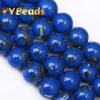 Темно-синий корпус из говлитовой бирюзы, каменные бусины 4 6 8 10 12 мм, свободные круглые бусины-шармы для изготовления ювелирных изделий, браслеты 