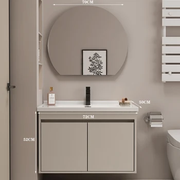 Туалет в кремовом стиле, керамический цельный умывальник, шкаф для ванной комнаты, комбинированный умывальник для лица