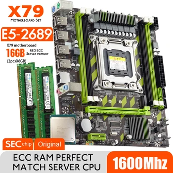 Комплект материнской платы X79G X79 с Комбо LGA2011 intel Xeon E5 2689 CPU 2шт x 8 ГБ = 16 ГБ Оперативной памяти DDR3 1600Mhz12800R D3