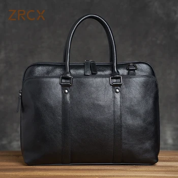 Портфель из натуральной кожи ZRCX, мужская сумка, деловая сумка, мужские сумки на плечо для ноутбука, мужской портфель из натуральной кожи