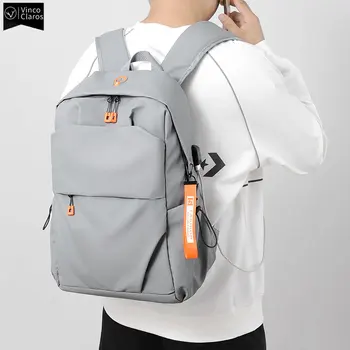 VC Simple Трендовый дизайнерский мужской рюкзак, легкая сумка для ноутбука, мужской водонепроницаемый бизнес-рюкзак с USB-зарядкой, молодежная дорожная сумка