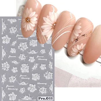 Наклейки для ногтей с маргаритками, наклейки для дизайна ногтей с выгравированными розовыми цветами, Новые модные Белые листья хризантемы для украшения маникюра своими руками.