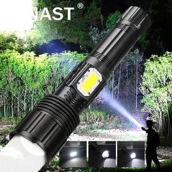 Светодиодный фонарик с зумом P50, мощный тактический фонарь с длинными линзами, перезаряжаемая лампа Type-C, 5 режимов освещения, походный фонарь для охоты