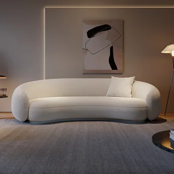 Современный минималистичный диван-полумесяц из изогнутой ткани